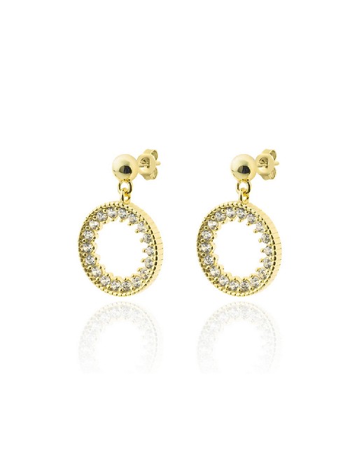 Pendientes Plata Rodio Redondo Circonitas