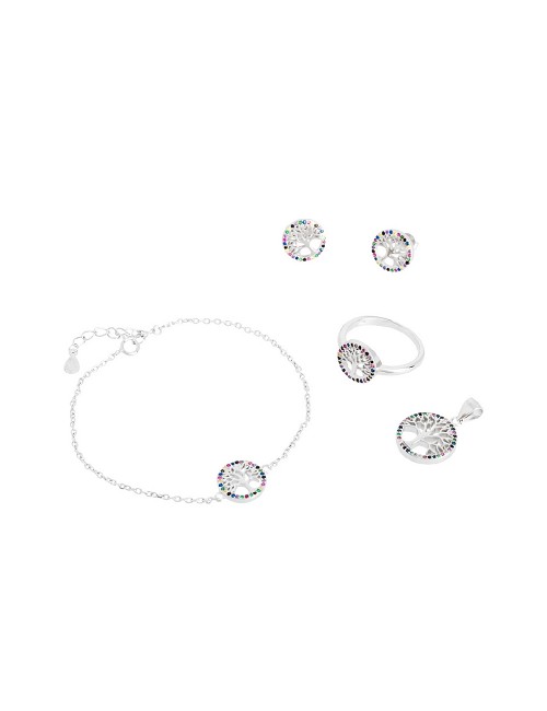 Juego Plata Rodio Arbol de La Vida