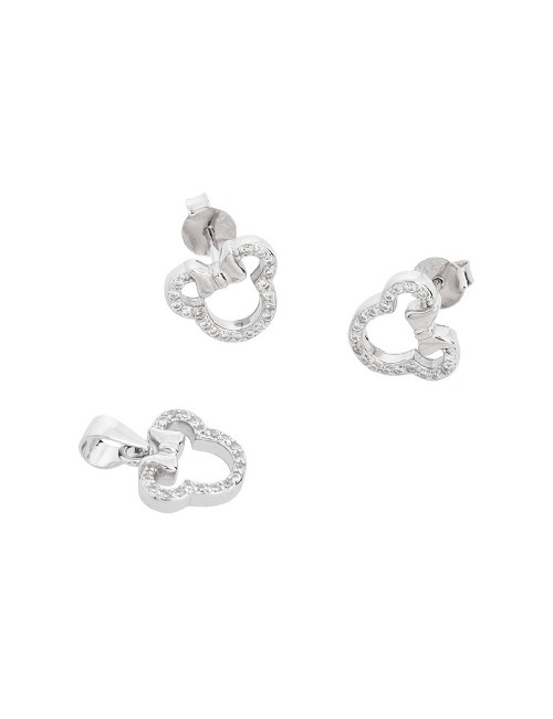 Juego Plata Rodio Minnie Circonitas Presion