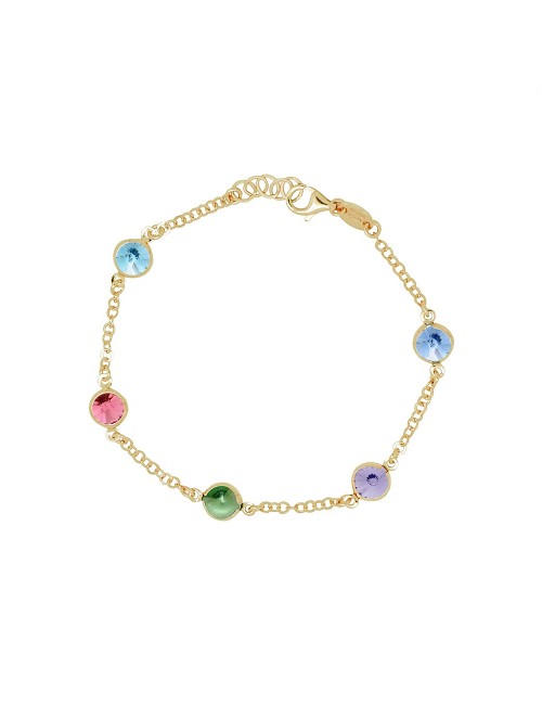 Pulsera Círculo 7Mm Cristal Multicolor En Plata de Basic (Baño de Rodio)