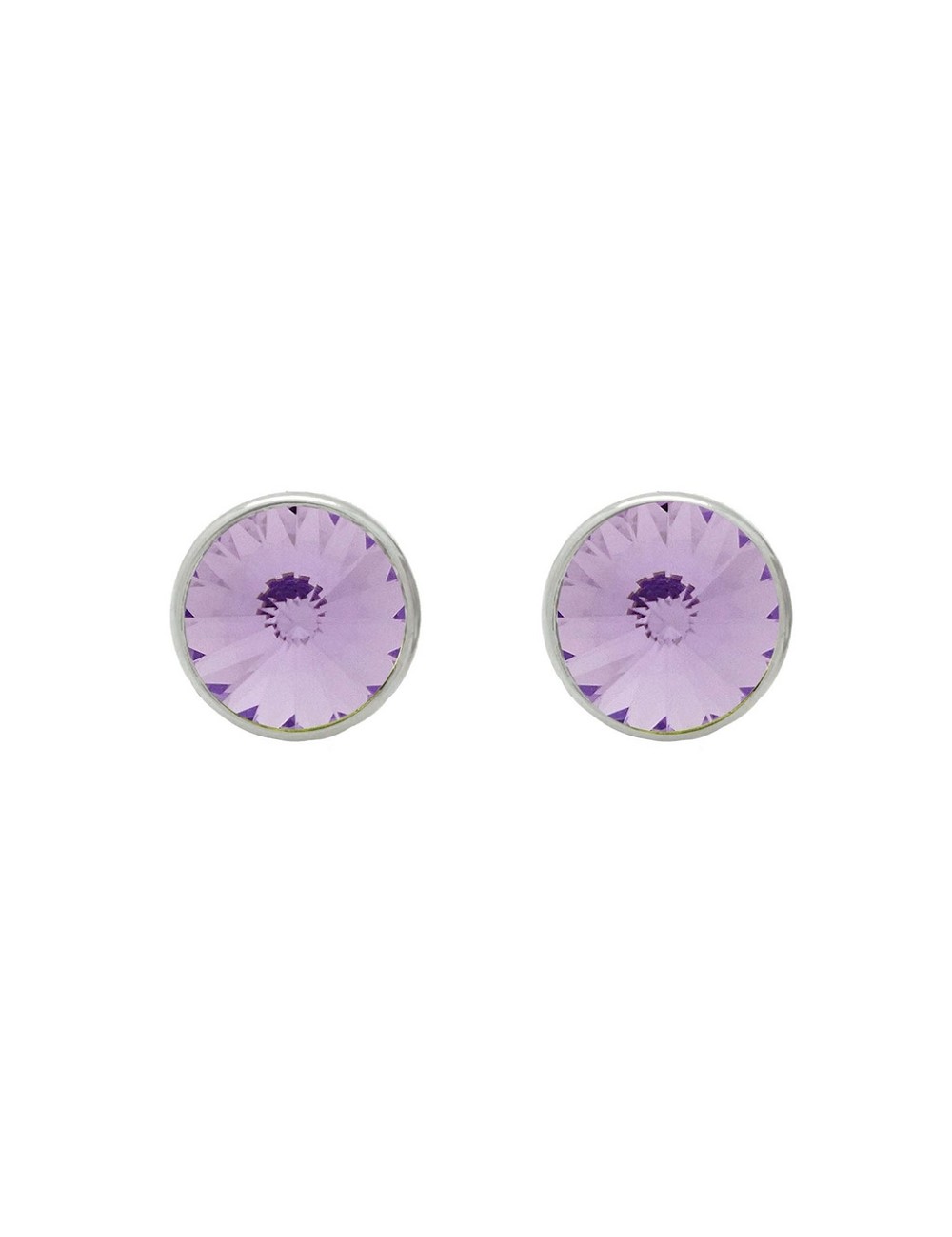 Pendientes Botón 11, 5Mm Círculo Cristal En Plata Baño Rodio de Basic (Provence Lavanda)