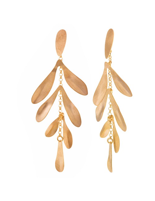 Pendientes Plata Chapado Dorado Hojas Diamantado