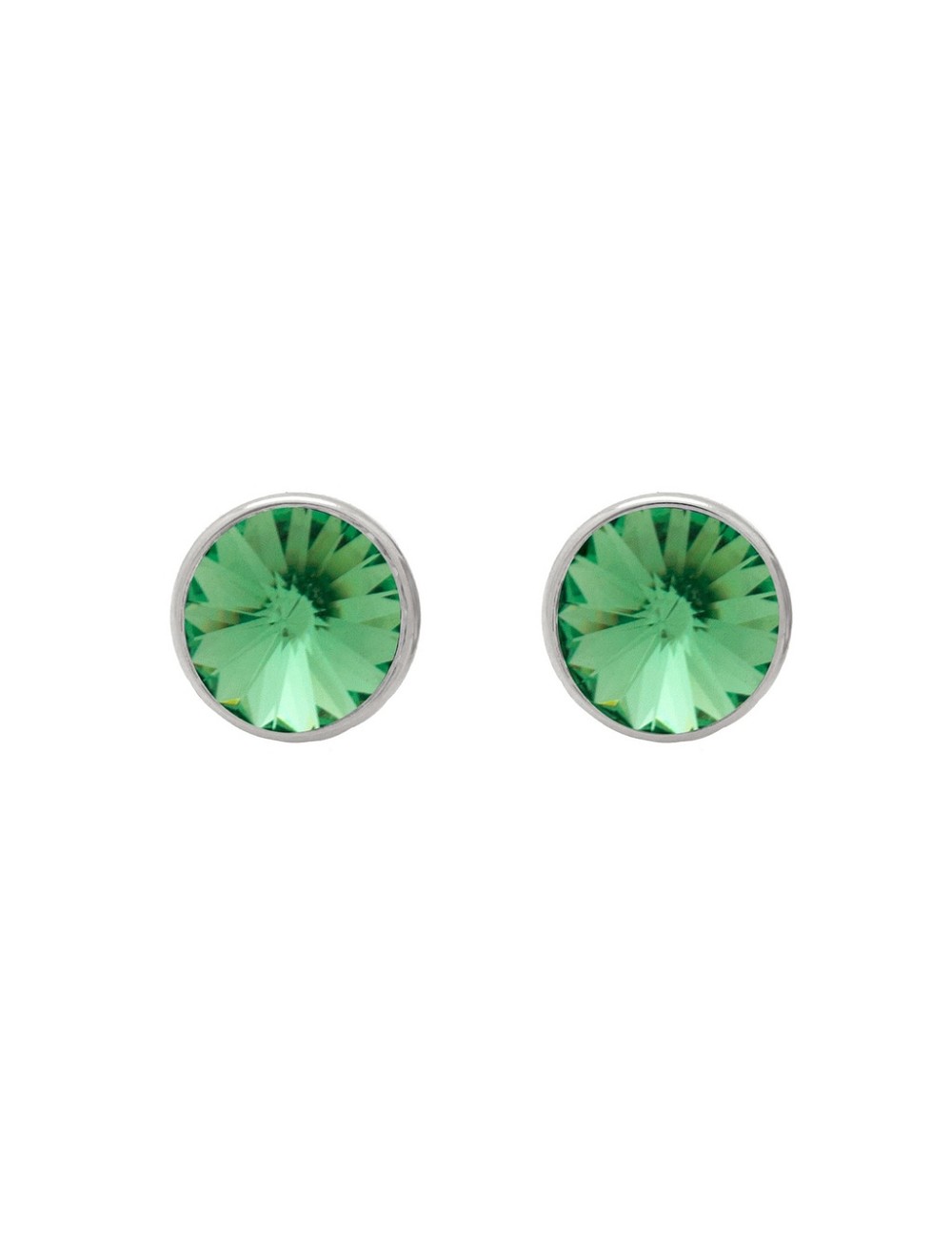 Pendientes Botón 11, 5Mm Círculo Cristal En Plata Baño Rodio de Basic (Peridot)
