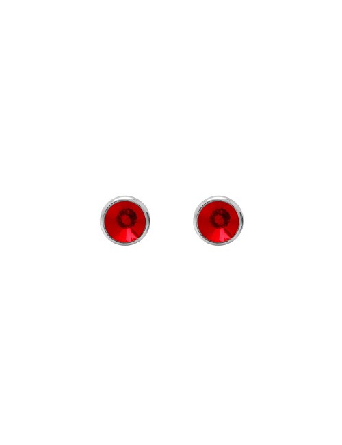 Pendientes Botón 7Mm Círculo Cristal En Plata Baño Rodio de Basic (Light Siam)