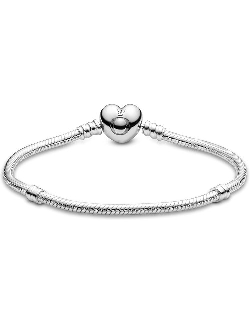 Pulsera Plata Cierre Corazon 17Cm
