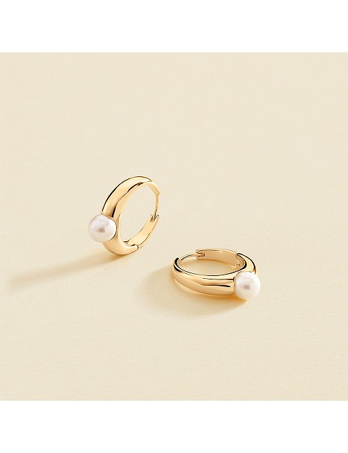 Pendientes Aro Perla Laton Cha. Oro