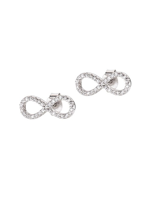 Pendientes Infinito Circo Blanco Plata Rodio