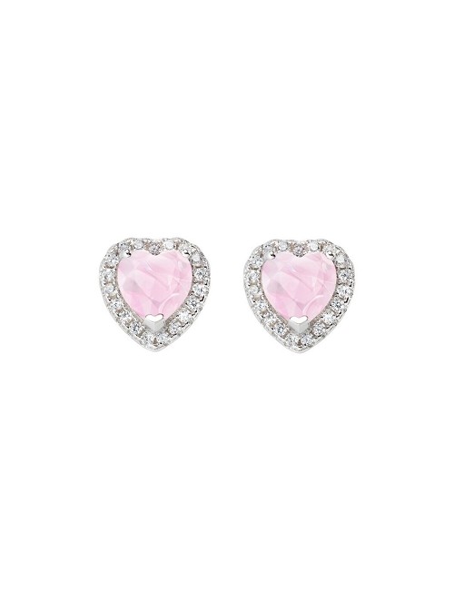 Pendientes Corazon Circo. Rosa y Blanco Plata