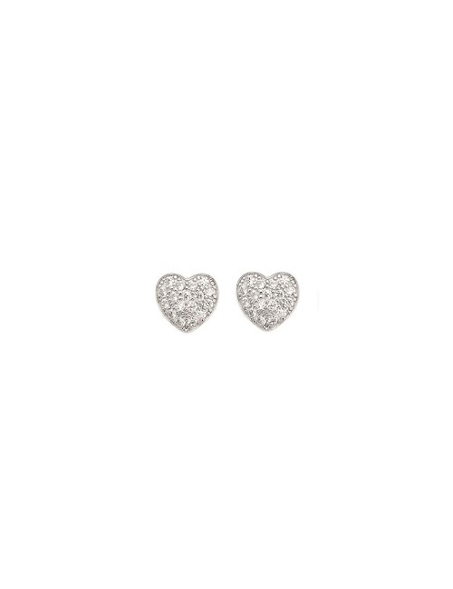 Pendientes Corazon Circo. Blanco Plata Rodio