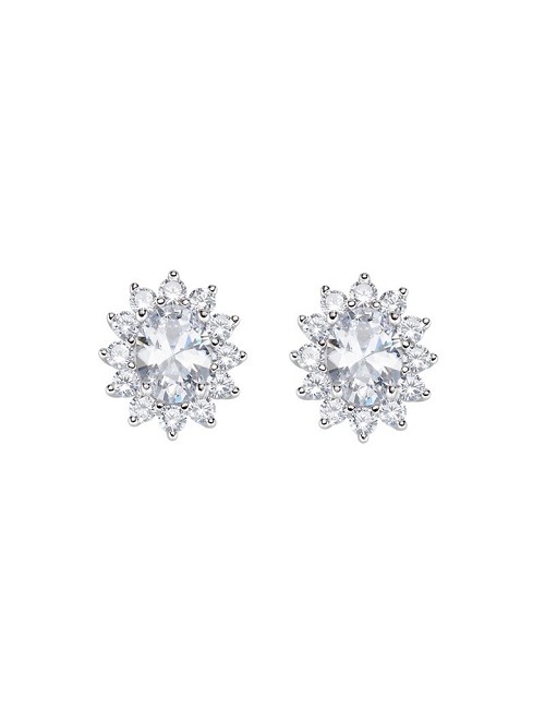 Pendientes Redondos Circo. Blanco Plata Rodio