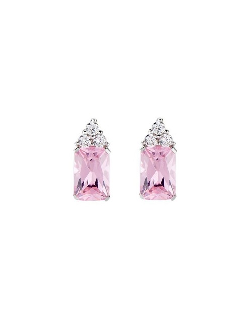 Pendientes Rectangulo Rosa Circo Blanco