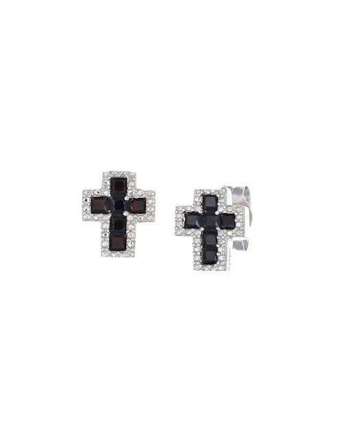 Pendientes Cruz Circo. Blanco y Negro
