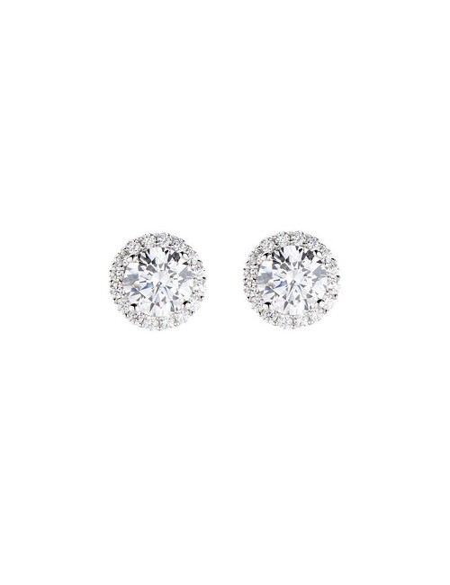 Pendientes Redondo Circo Blanco Plata