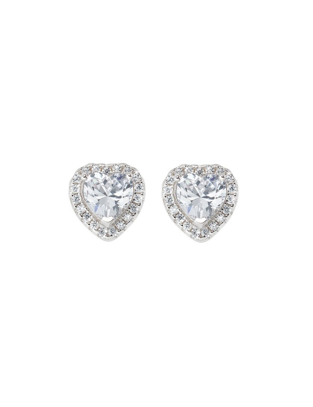 Pendientes Corazon Circo. Blanco Plata Rodio