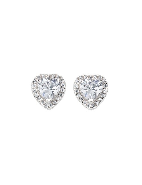 Pendientes Corazon Circo. Blanco Plata Rodio