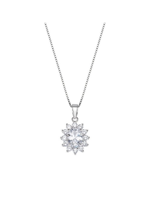 Gargantilla Cristal Aval. Circo Blanco Plata Rodio