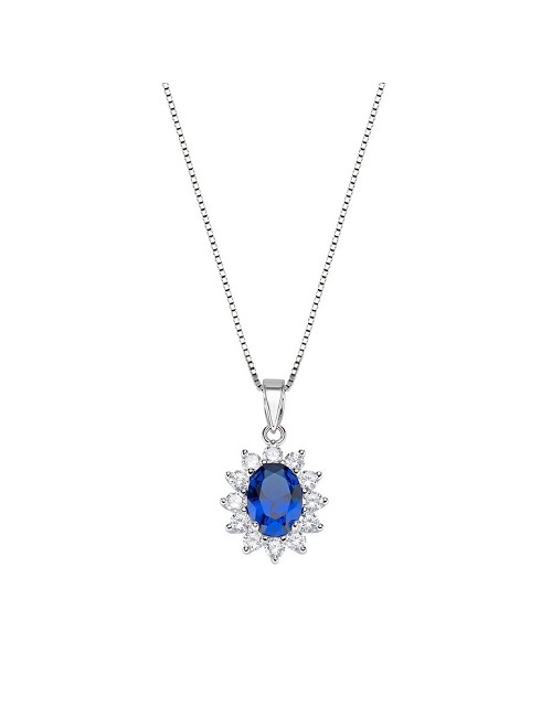 Gargantilla Cristal Azul Circo. Blanco Plata Rodio