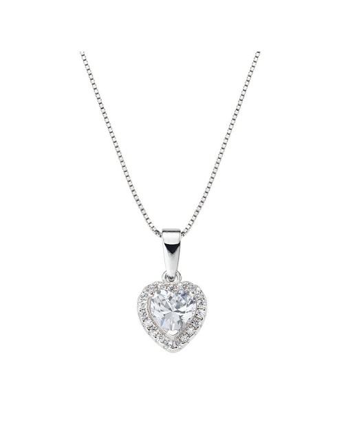 Gargantilla Corazon Circo. Blanco Plata Rodio