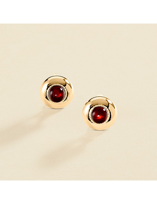 Pendientes Cabujon Granate Clip