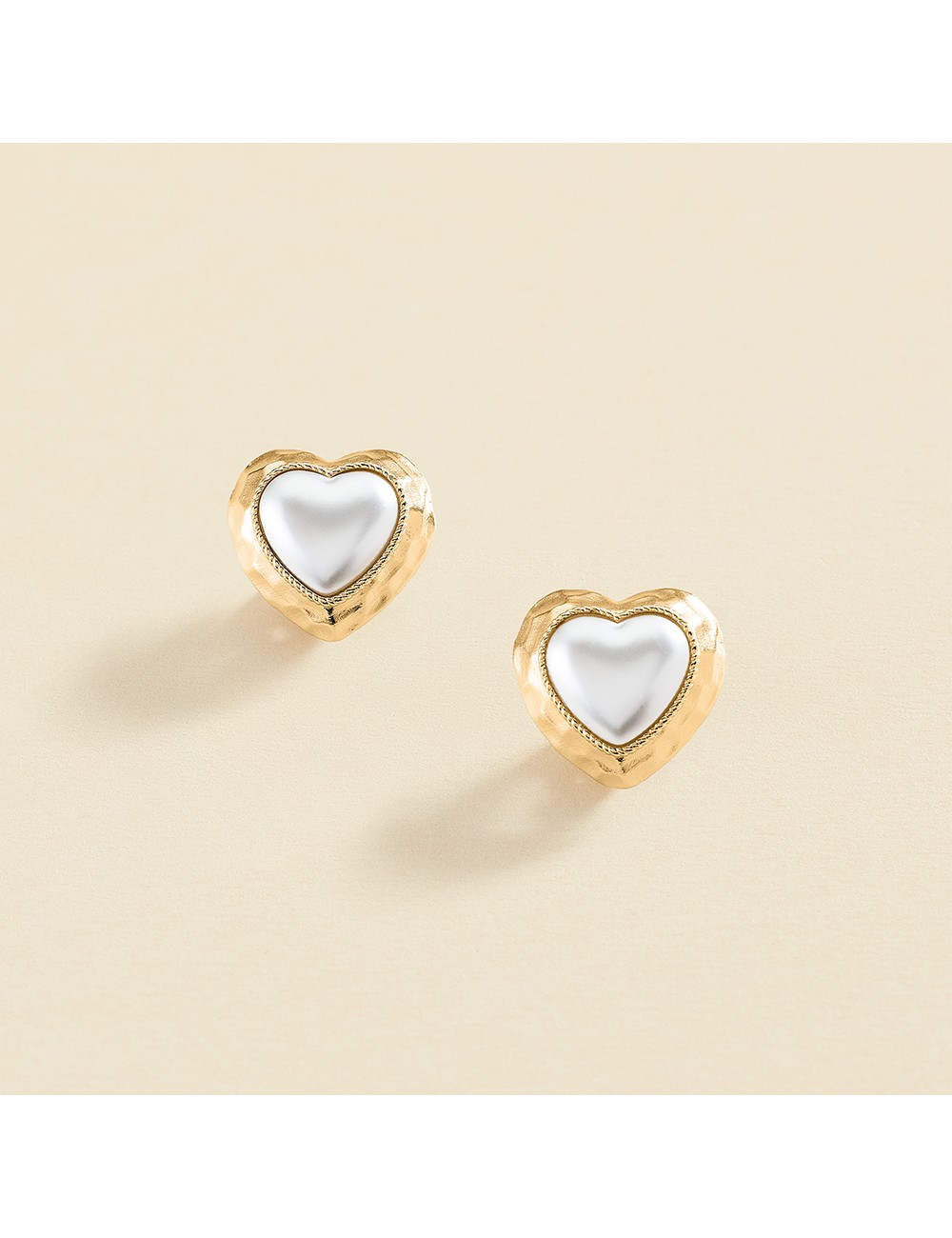 Pendientes Corazon Dorado y Perla Clip