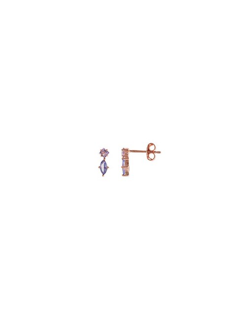 Pendientes Plata Chapa. Rosa Tanzanita