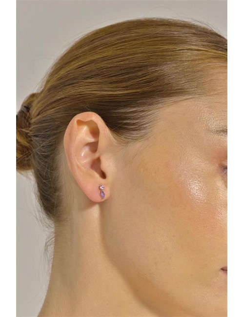 Pendientes Plata Chapa. Rosa Tanzanita
