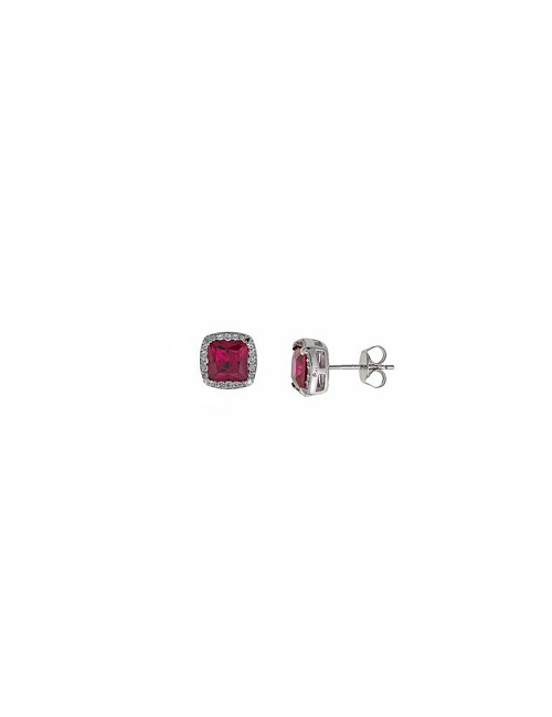 Pendientes Plata Rodio Rubi Cuadrado