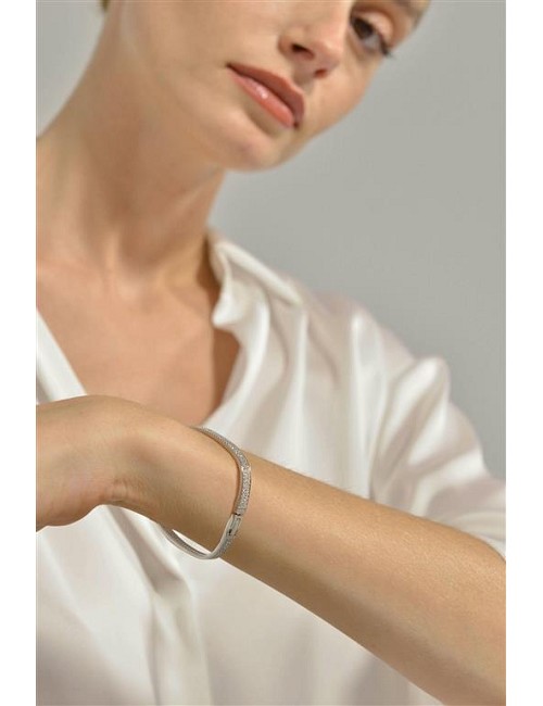 Pulsera Plata Rodio Cuadrada Circo.