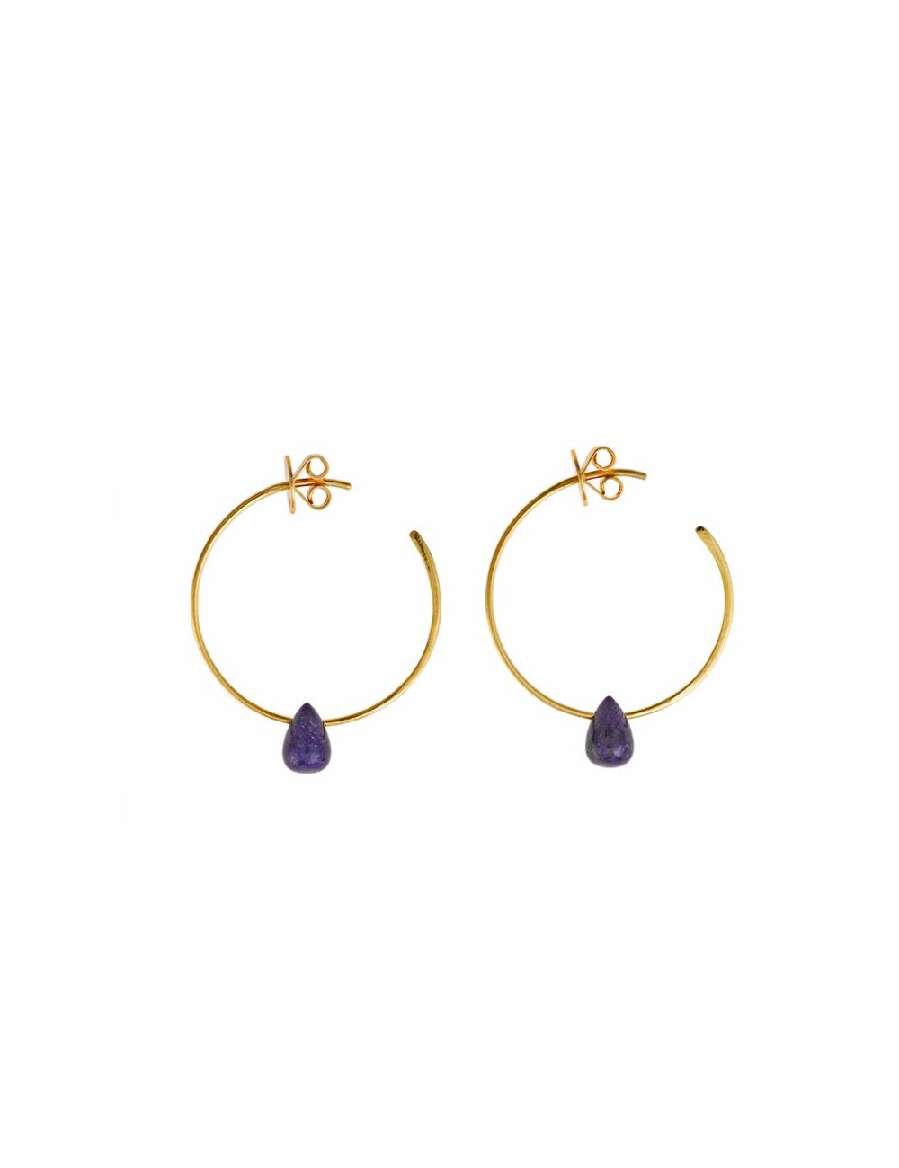 Pendientes Plata Chapa. Aro Gota Zafiro