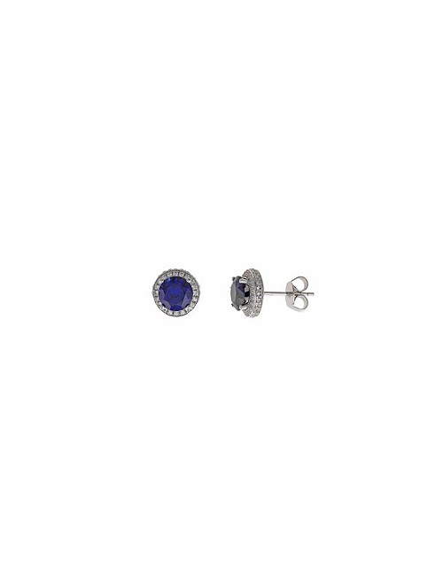 Pendientes Plata Rodio Zafiro