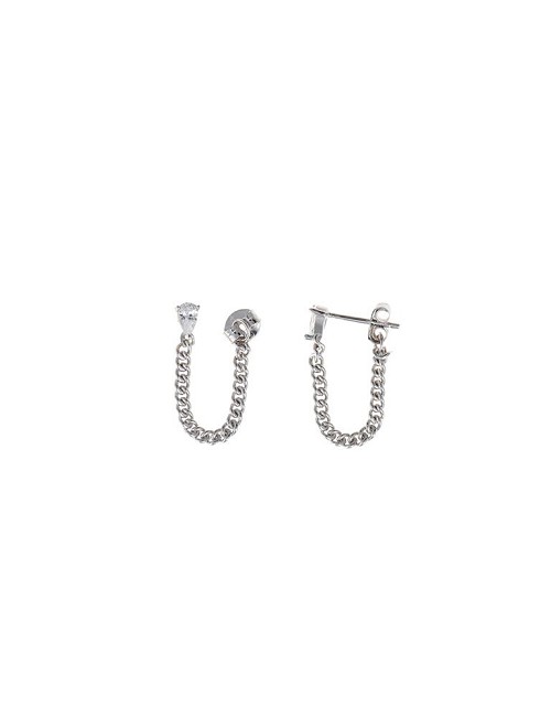 Pendientes Plata Rodio Circo. Pera Cadena