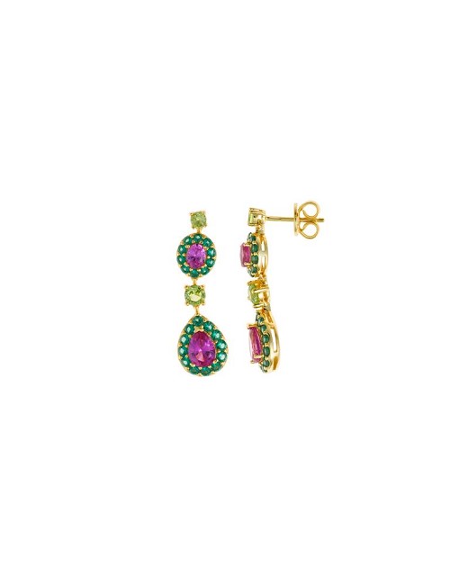Pendientes Plata Chapado Rubi Ovalo Pera