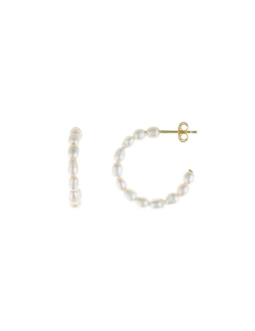 Pendientes Plata Chapado Dorado Aro Perlas