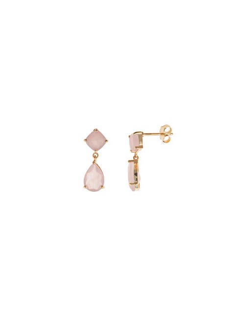 Pendientes Plata Chapada Cuarzo Rosa