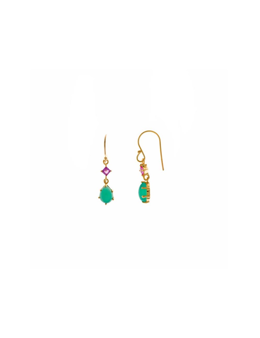 Pendientes Plata Chapada Onix Verde