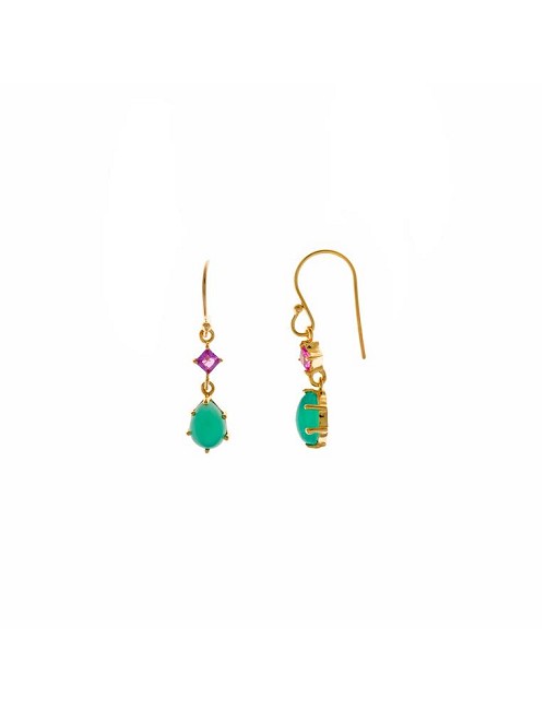 Pendientes Plata Chapada Onix Verde