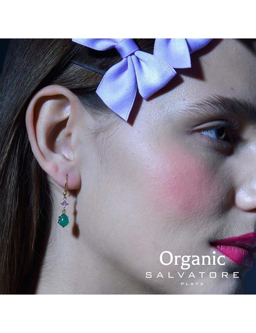 Pendientes Plata Chapada Onix Verde
