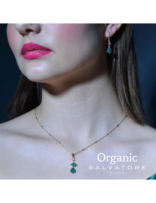 Pendientes Plata Chapada Onix Verde