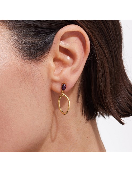 Pendientes Cortos Cris. Rosa Plata Baño