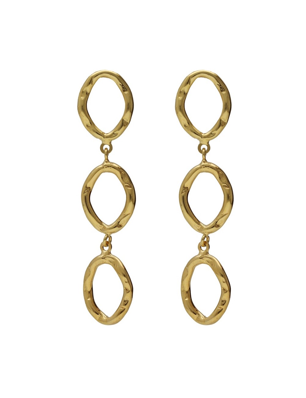 Pendientes Largos Plata Baño Oro 18K