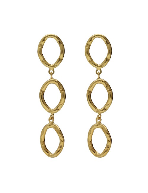 Pendientes Largos Plata Baño Oro 18K