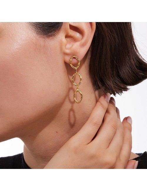 Pendientes Largos Plata Baño Oro 18K