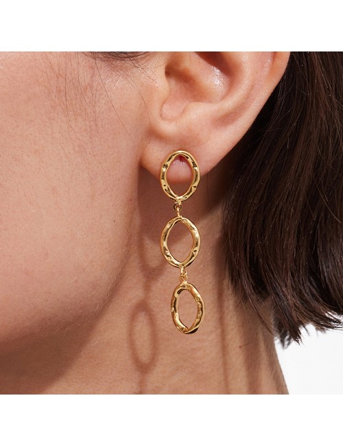 Pendientes Largos Plata Baño Oro 18K