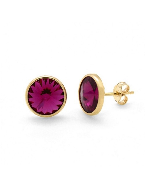 Pendientes Boton Cristal Rosa