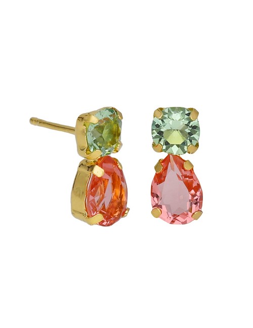 Pendientes Cortos Cristal Naranja