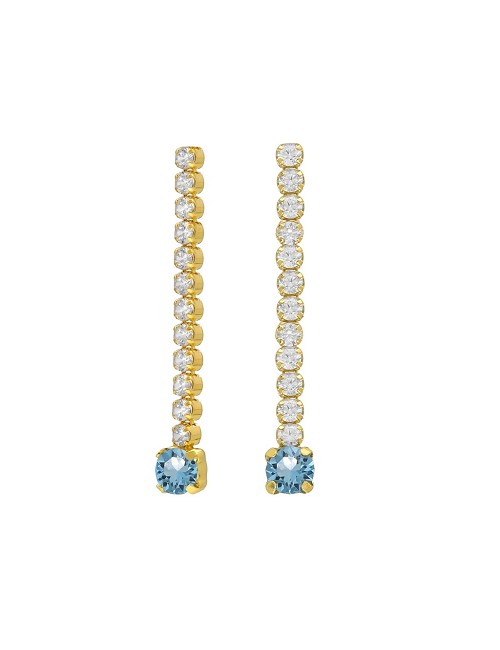 Pendientes Largos Cascada Cristal Aguamarina