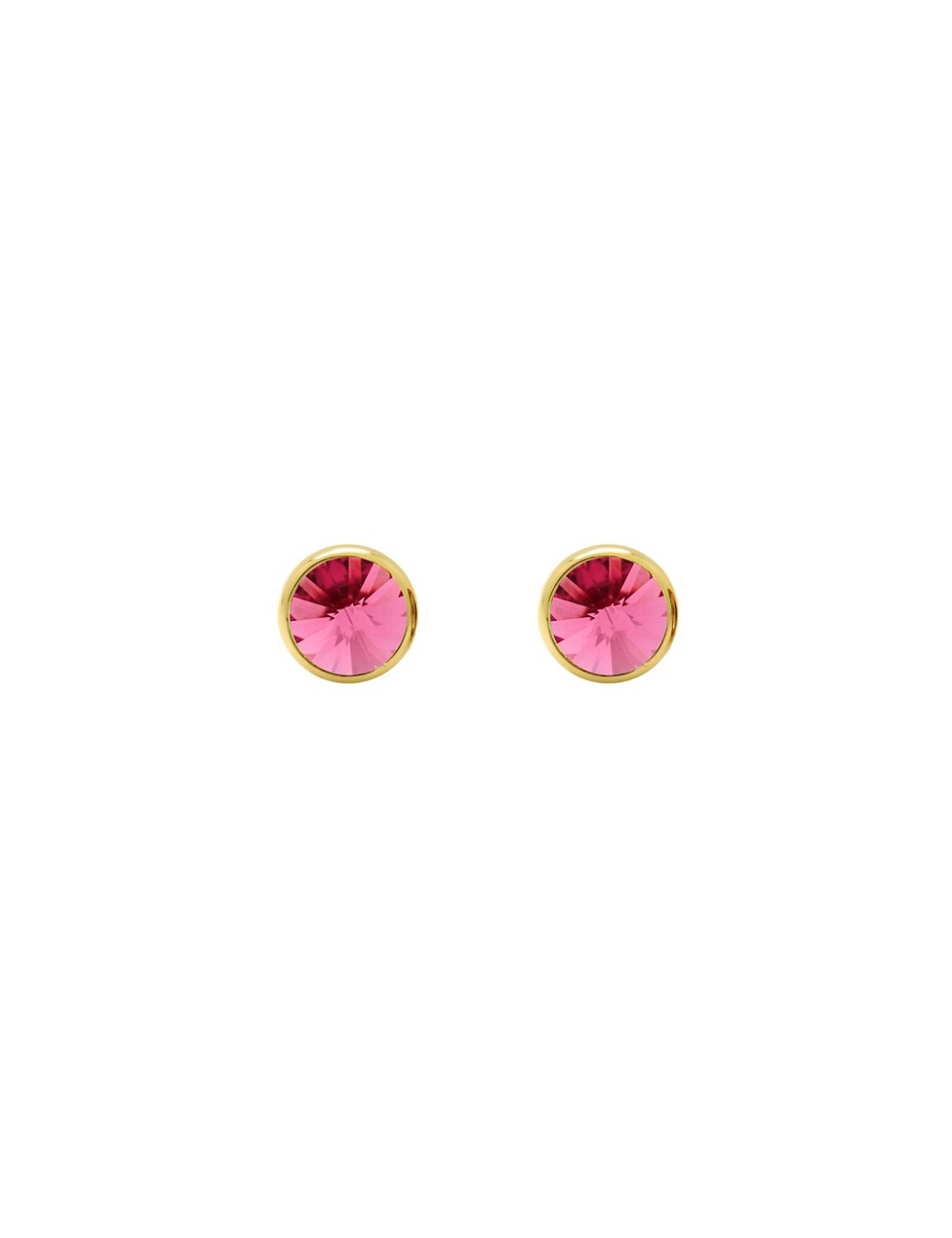 Pendientes Boton 7 mm Cristal Rosa
