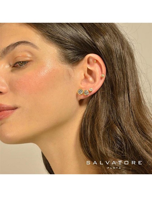 Pendientes Plata Chapado Dorado Punto de Luz