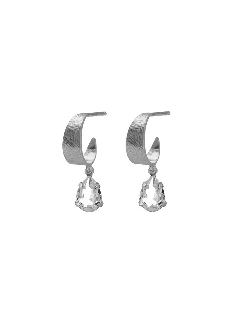 Pendientes Aro Lagrima Cristal Blanco