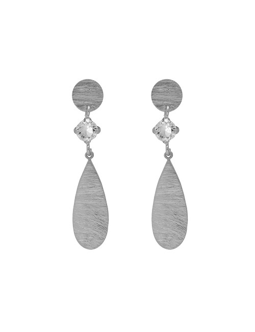 Pendientes Largos Cristal Lagrima Plata